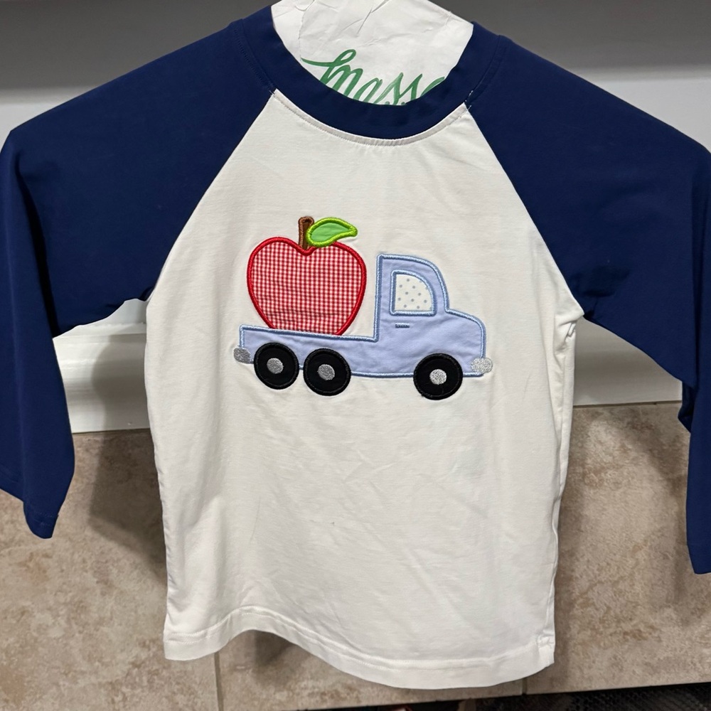 Smock Monkey size 4t school appliqué shirt euc